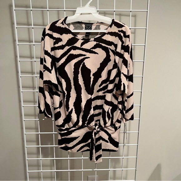 NWT Clara Sun Woo Cozy Knit - Side Tie Sweater Top - Zebra - Picture 3 of 5